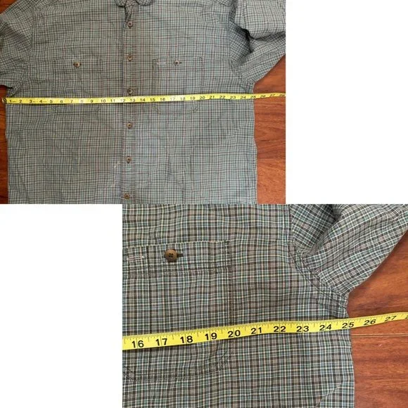 Eddie Bauer Men's Green Micro Plaid Long Sleeve Casual Button Shirt Size XL - Picture 9 of 12